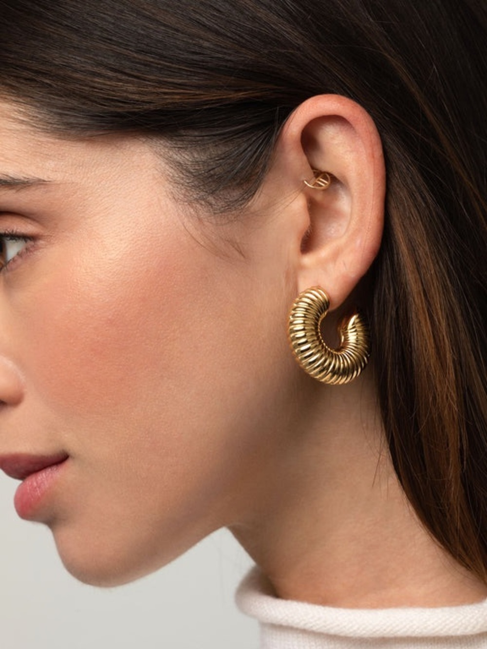 Gold Stainless Steel Chunky Earrings Waterproof Women’s OS NWT